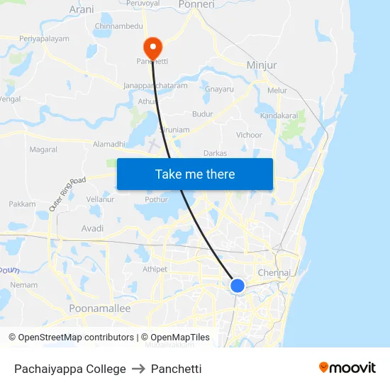 Pachaiyappa College to Panchetti map