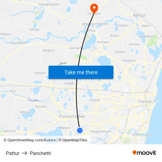 Pattur to Panchetti map