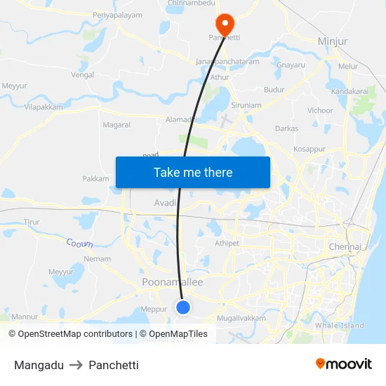 Mangadu to Panchetti map