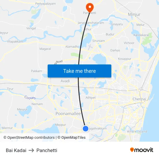 Bai Kadai to Panchetti map