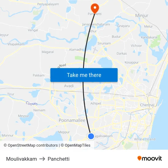 Moulivakkam to Panchetti map