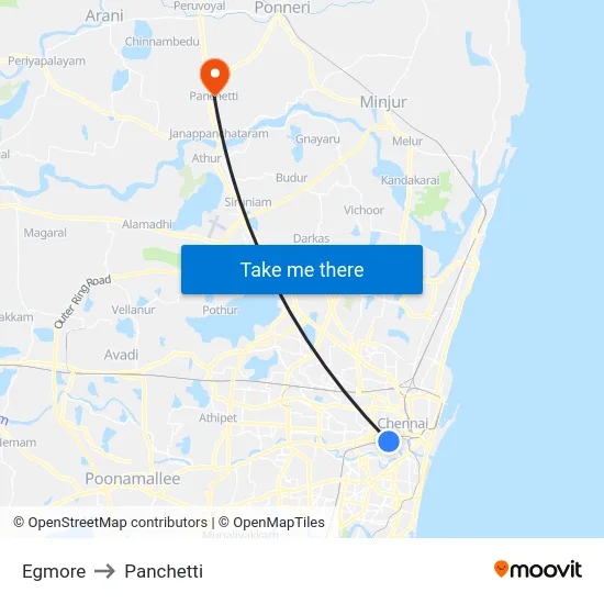 Egmore to Panchetti map