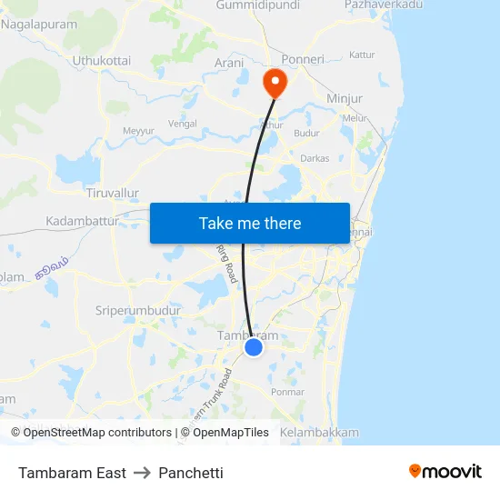 Tambaram East to Panchetti map