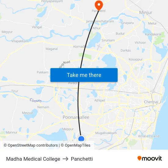 Madha Medical College to Panchetti map