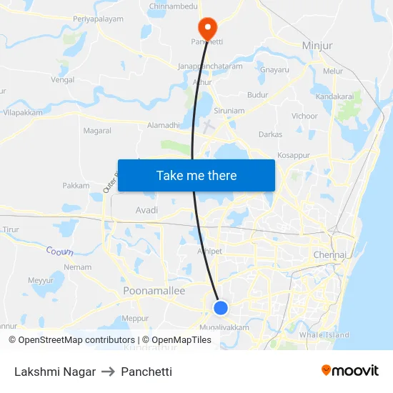 Lakshmi Nagar to Panchetti map