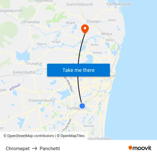 Chromepet to Panchetti map