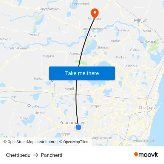 Chettipedu to Panchetti map