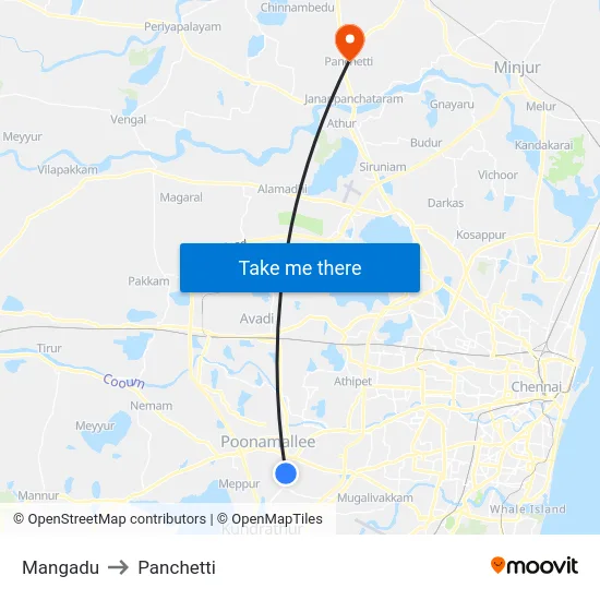 Mangadu to Panchetti map