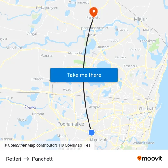 Retteri to Panchetti map