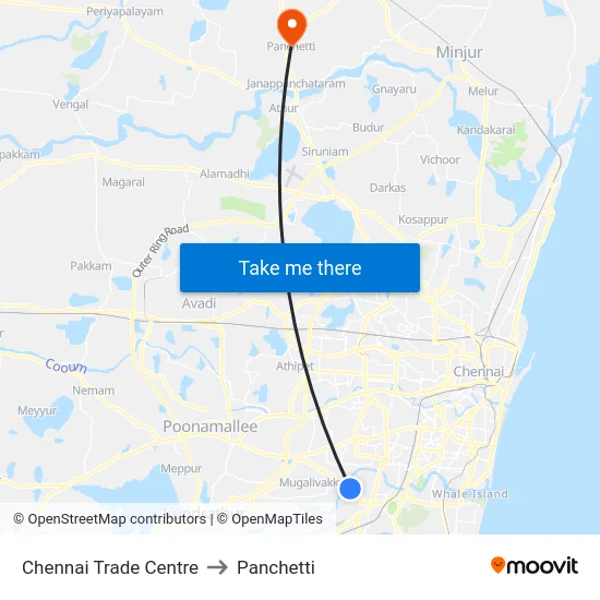 Chennai Trade Centre to Panchetti map