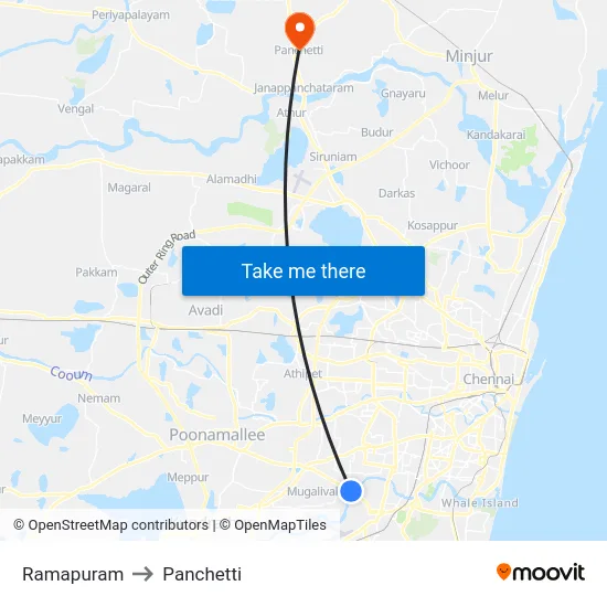 Ramapuram to Panchetti map