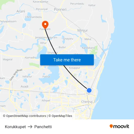 Korukkupet to Panchetti map