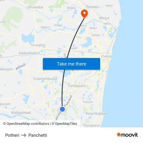 Potheri to Panchetti map