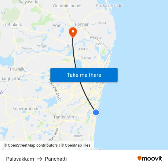 Palavakkam to Panchetti map
