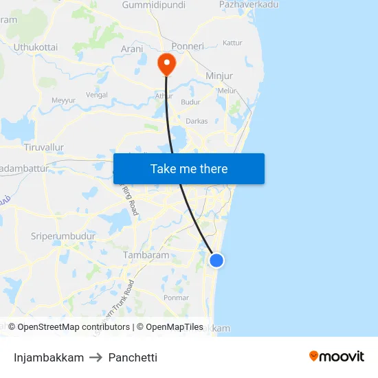 Injambakkam to Panchetti map