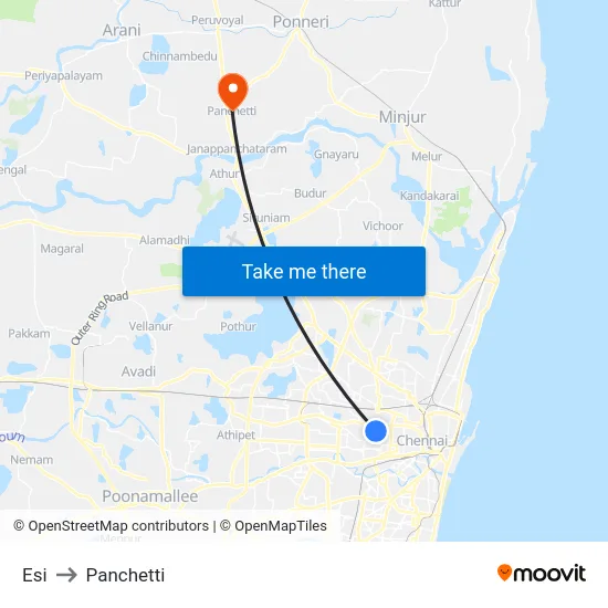Esi to Panchetti map