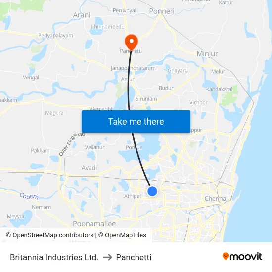 Britannia Industries Ltd. to Panchetti map