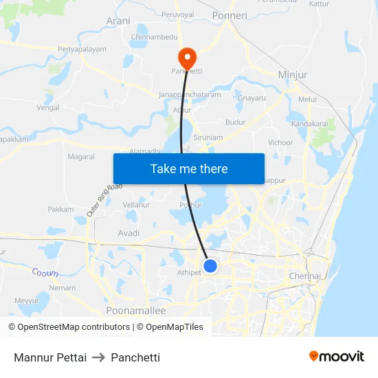 Mannur Pettai to Panchetti map