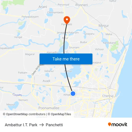Ambattur I.T. Park to Panchetti map