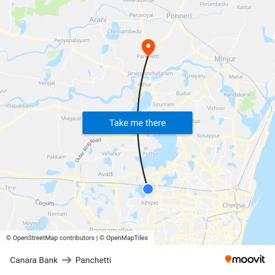 Canara Bank to Panchetti map