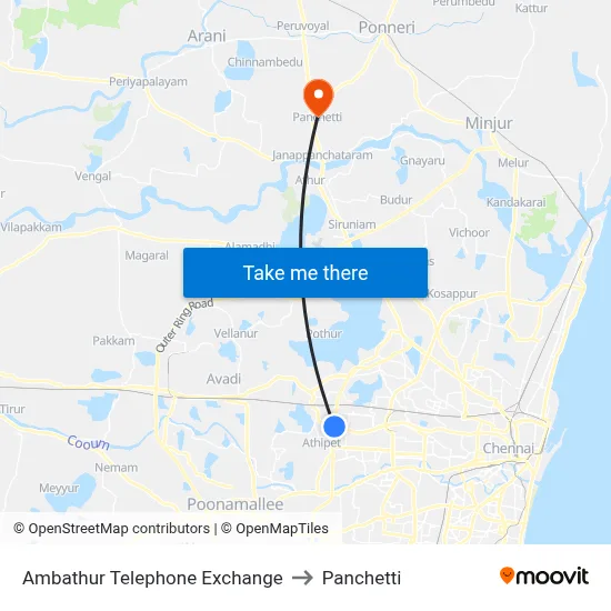 Ambathur Telephone Exchange to Panchetti map