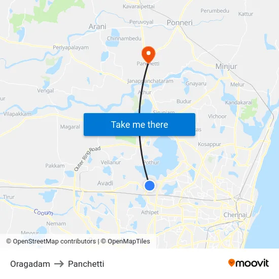 Oragadam to Panchetti map