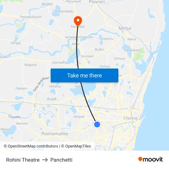 Rohini Theatre to Panchetti map