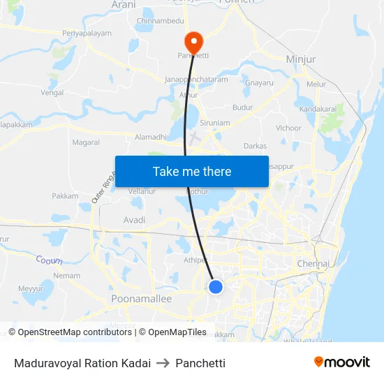 Maduravoyal Ration Kadai to Panchetti map