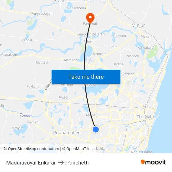 Maduravoyal Erikarai to Panchetti map