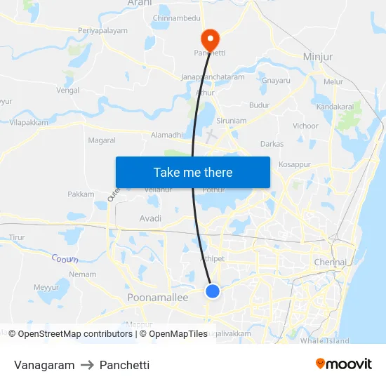 Vanagaram to Panchetti map
