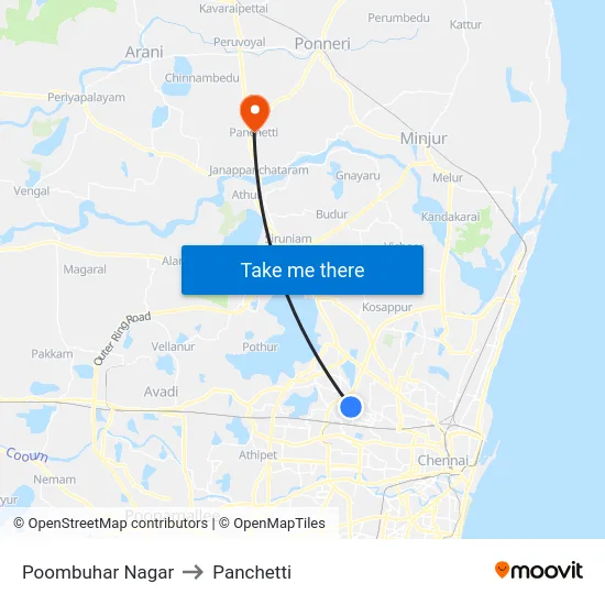 Poombuhar Nagar to Panchetti map