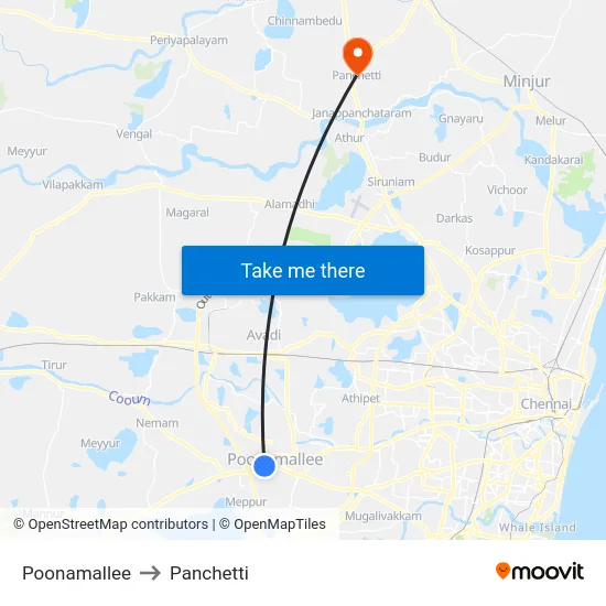 Poonamallee to Panchetti map