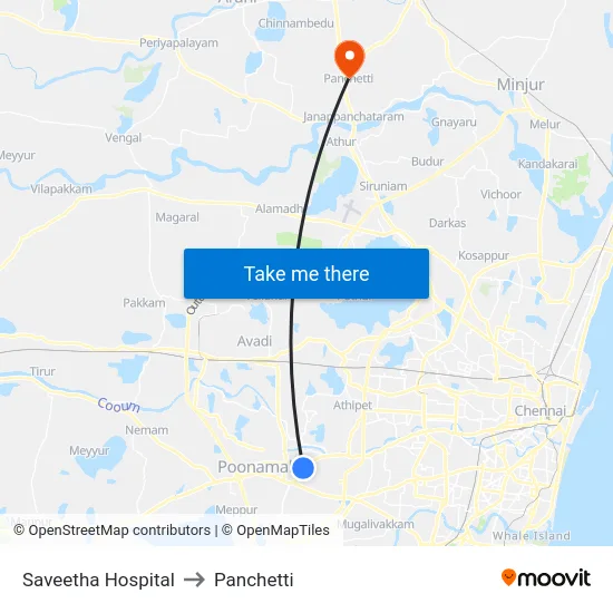Saveetha Hospital to Panchetti map