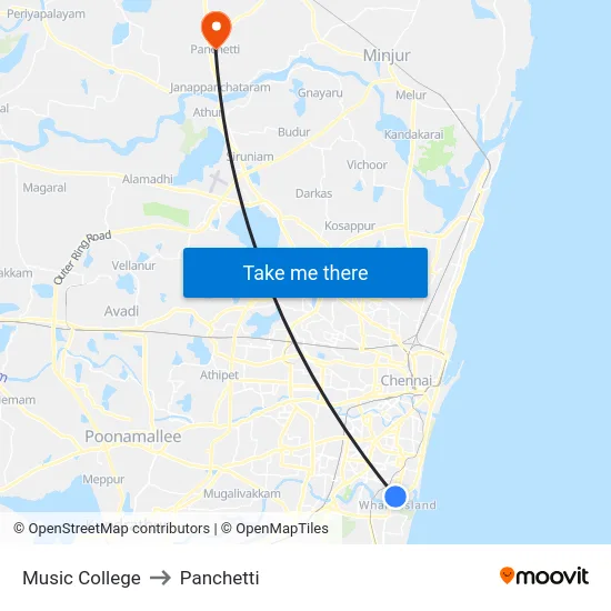 Music College to Panchetti map