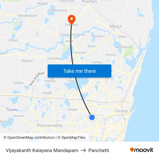 Vijayakanth Kalayana Mandapam to Panchetti map