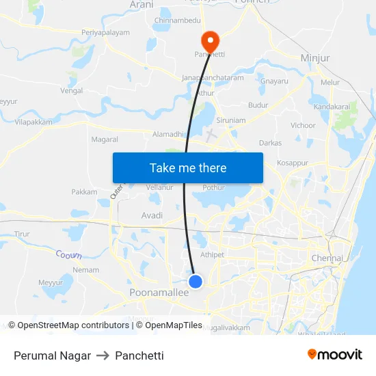 Perumal Nagar to Panchetti map