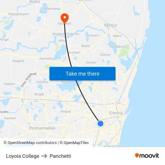 Loyola College to Panchetti map