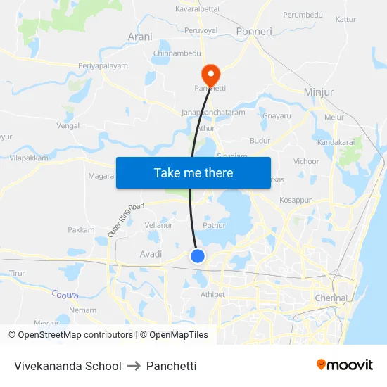 Vivekananda School to Panchetti map