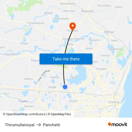 Thirumullaivoyal to Panchetti map