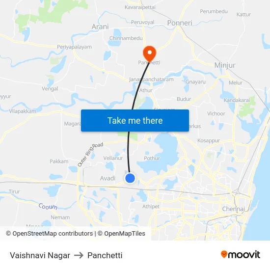 Vaishnavi Nagar to Panchetti map