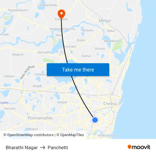 Bharathi Nagar to Panchetti map