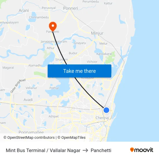 Mint Bus Terminal / Vallalar Nagar to Panchetti map