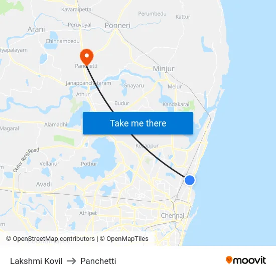 Lakshmi Kovil to Panchetti map