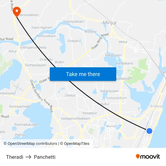 Theradi to Panchetti map