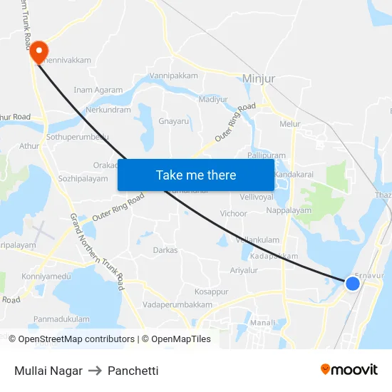Mullai Nagar to Panchetti map