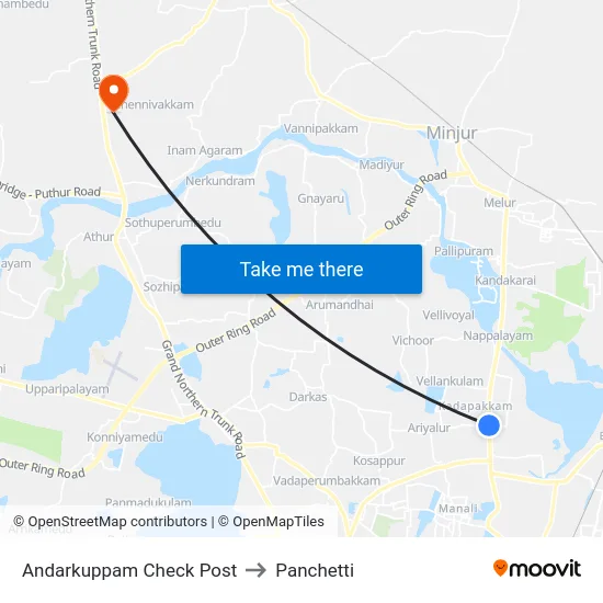 Andarkuppam Check Post to Panchetti map