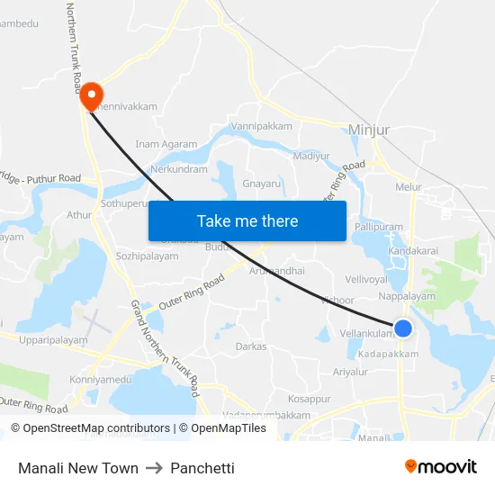 Manali New Town to Panchetti map