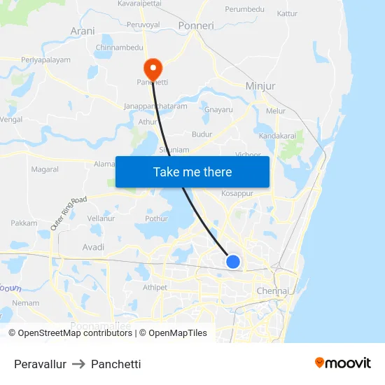 Peravallur to Panchetti map