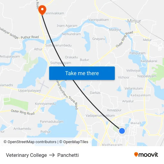 Veterinary College to Panchetti map