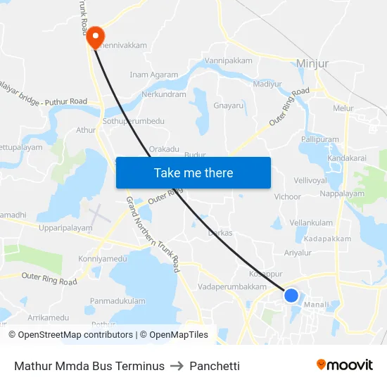 Mathur Mmda Bus Terminus to Panchetti map